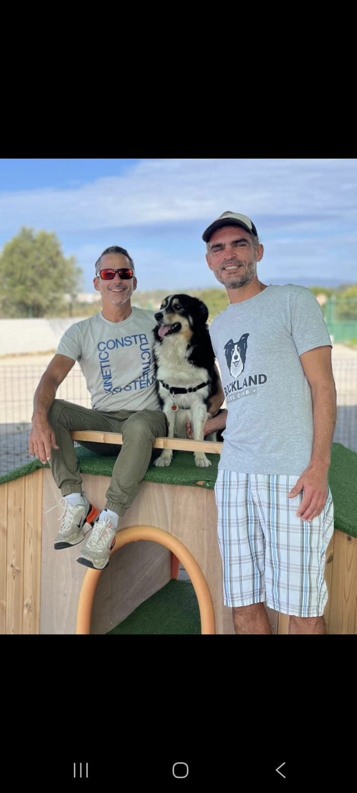 Bockland's founders with a dog at the facility