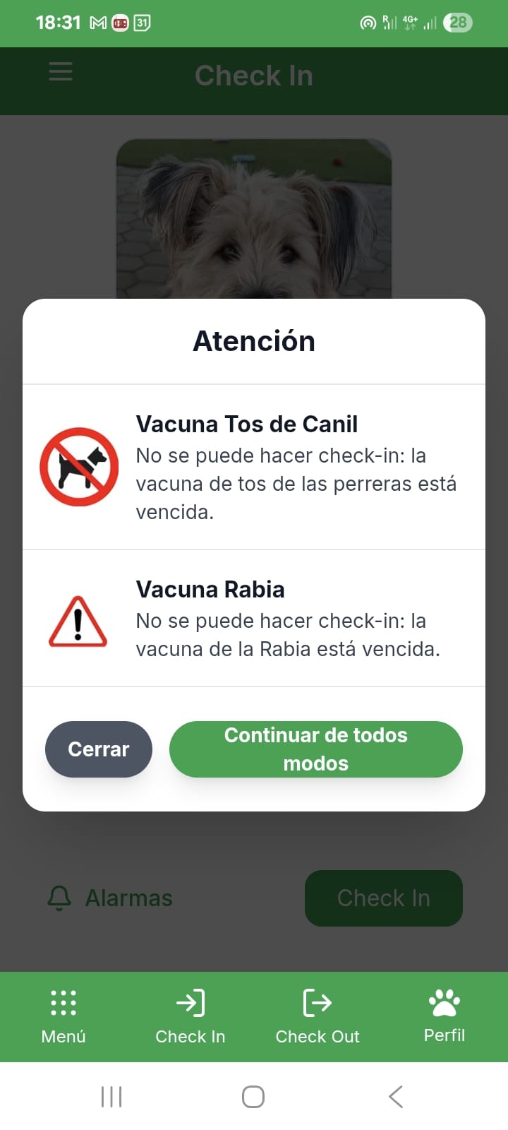 Bockland check-in blocked by expired vaccine warning